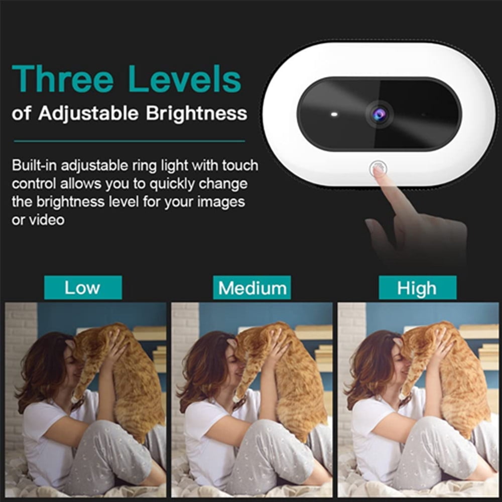 NexiGo N930E 1080P Webcam with Ring Light & Privacy Cover, for Zoom/Skype/Teams
