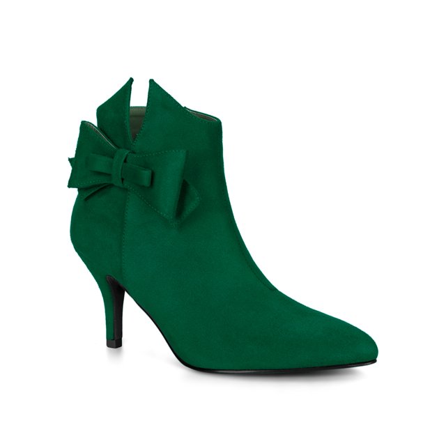Unique Bargains Women's Flower Point Toe Size Zipper Stiletto Heel Ankle Boots