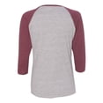 thumbnail image 6 of Fine Jersey Baseball Tshirt for Womens 3/4 Length Sleeve Tee Tops, Vintage Heather/Vintage Burgundy, XL, 6 of 7