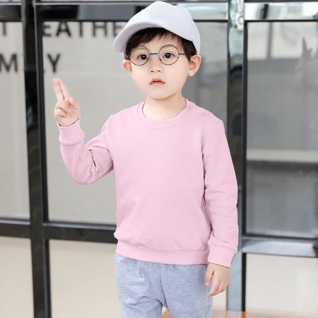 LSLJS Toddler Baby Boy Girl Fleece Pullover Sweatshirt Solid Color Crewneck Blouse Shirt Tops Warm Fall Winter Clothes