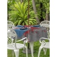 thumbnail image 3 of Outdoor Tablecloth with Umbrella Hole for Patio/Picnic/Party/Camping, Red Cement Gray Waterproof Table Cloth Round Cover Washable, Modern Abstract Art Red (Dia 60"), 3 of 8