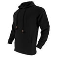 thumbnail image 6 of Men's Casual Jacquard Plaid Hooded Sweatshirt, Lightweight Pullover Shirt with Large Front Pockets, Long Sleeve Fall Spring Basic Layering Piece,Black,L, 6 of 6