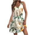 thumbnail image 2 of Ovzne Robes Grande Taille pour Femmes aux Formes Robe d'Été Mode d'Été pour Femmes Poche Imprimée Sans Manches Robe à Col en V Robe Grande Taille Imprimée Liquidation, 2 of 5