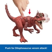 Jurassic World Strike Attack Dilophosaurus Dinosaur Figure, Single Action & Posable, Digital Play