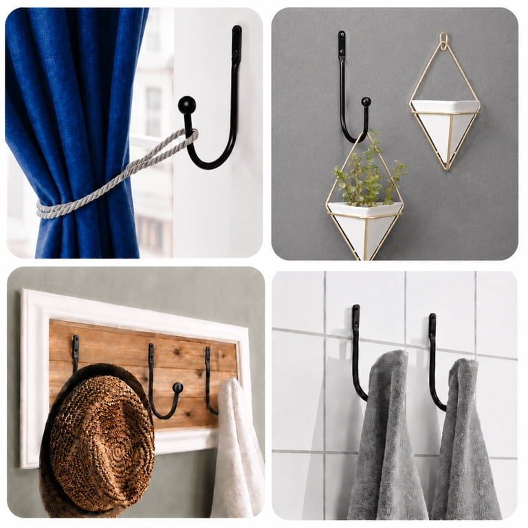 EEEkit Metal Retro Ball Curtain Holdbacks, Black, 4-Pack photo 6