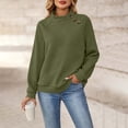 thumbnail image 2 of Mock Sweatshirts Women 2026 Fall Winter Fashion Casual Loose Pullover Long Sleeve Button Texture Tops (XL, Army Green), 2 of 9