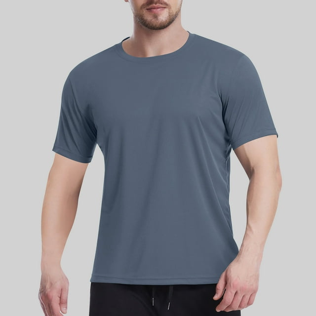 breaise T-Shirt à Manches Courtes pour Homme Séchage Rapide Haut de Course Athlétique Tee Col Rond T-Shirt de Gym Uni Basique Tee Gris Foncé TG Aubaines Mode