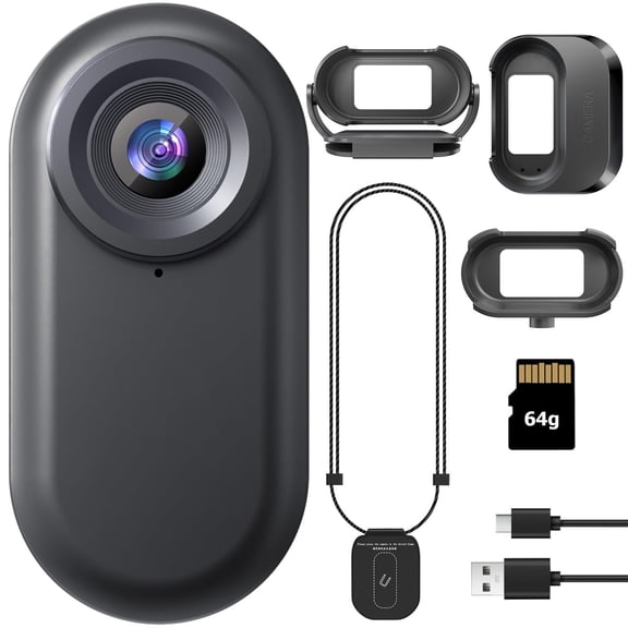B-Qtech Action Camera 1080p Waterproof, Helmet & Bike Camera with 64GB Card, Magnetic Charging Case for Cycling, Sports, Pets