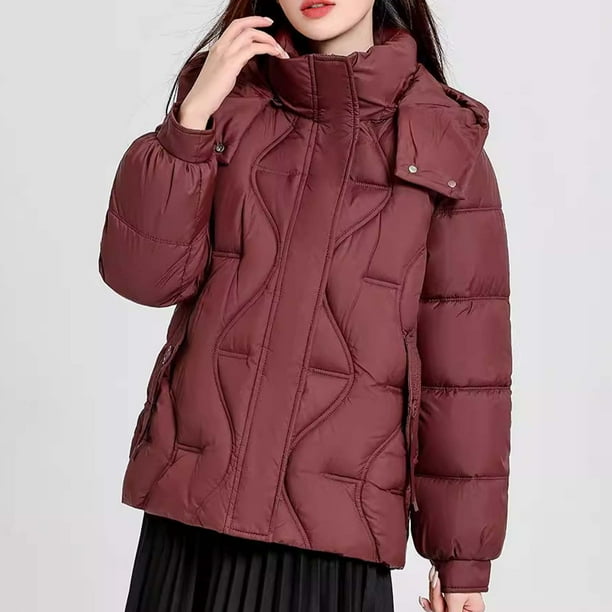 Parkas de manga larga para mujer, color liso, con capucha, de invierno, gruesa, informal, de algodón, chaqueta de manga larga de algodón, parte superior de poliéster para mujer