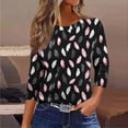 thumbnail image 7 of Womens Tops Dressy Casual Fall Going Out Tops Plus Size Bow Western Gym 3/4 Sleeve Shirts Graphic Crewneck Sweatshirts Spring, 7 of 7