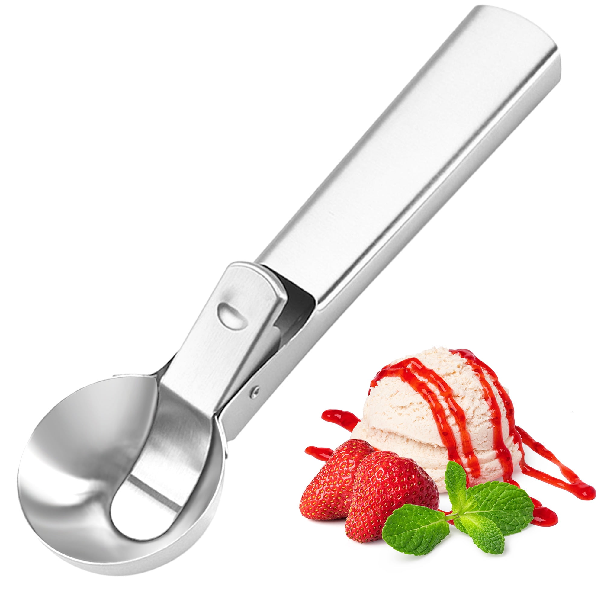 Stainless Steel Icecream Scoop Multi Use Easy Trigger Small Ice Cream Spoon  Fruit Baller Frozen Yogurt Dipper with PopUp Level - AliExpress