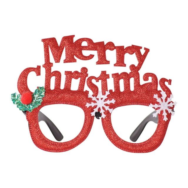 PVCS 2022 Christmas Glasses Frame Cartoon Stereo Glasses Party Props - Red English