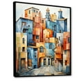 thumbnail image 2 of Designart "Multicolored Cubist Cityscape I" Cubism Floater Framed Wall Art Living Room, 2 of 5