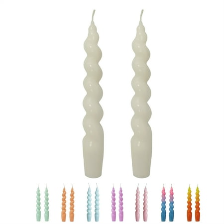 FCMSHAMD White Spiral Taper Candles, 2-Pack