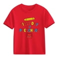 thumbnail image 2 of LEKWK Girls First Day of Preschool Tee Pencil Graphic Letter Print Short Sleeve Round Neck T-Shirt Soft Cotton Top Back to School Celebration, 2 of 9