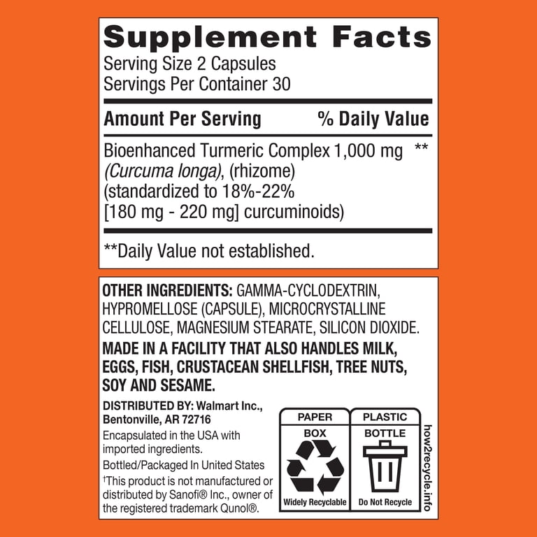 Equate Turmeric Curcumin Complex Ultra, 1000mg photo 5