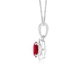 thumbnail image 2 of ANGARA Natural Claw-Set Round Ruby Pendant with Diamond Halo in 14K White Gold for Women (Size-5mm) | July Birthstone, Birthday, Anniversary, Jewelry Gift for Women | Natural Ruby Necklace, 2 of 7