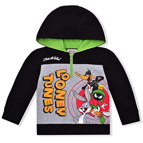 Warner Bros Boy's Looney Tunes Half Zip Pullover Fashion Hoodie, Black,  Size 3T