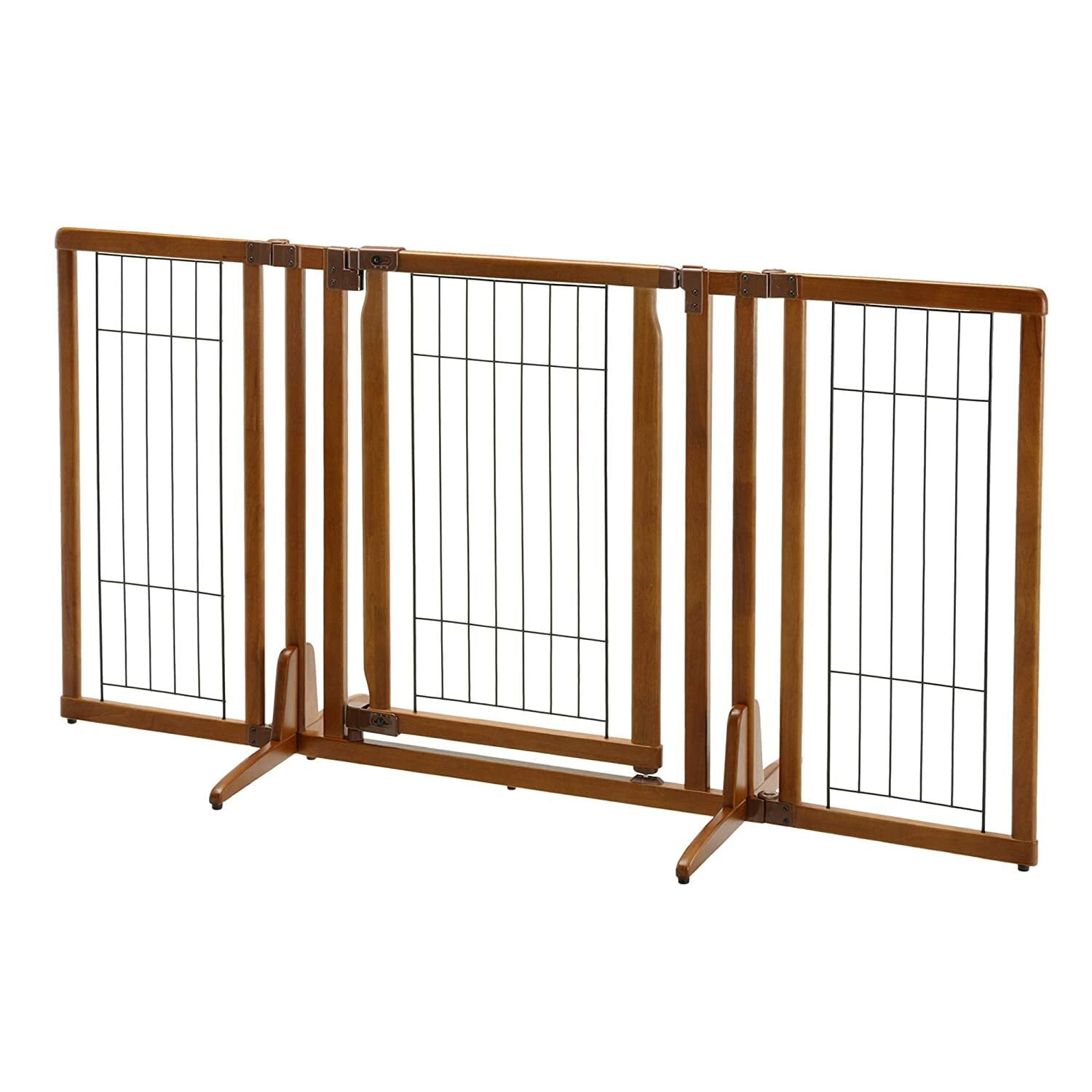 Richell  Premium Plus Freestanding Pet Gate with Door Brown 34 - 63" x 26 - 20.5" x 32"
