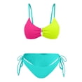 thumbnail image 4 of NMMUED Womens 2 Piece Bikini Sets Cheeky High Cut Bathing Suit Color Block Textured U-wire Swimsuits 2026 Yellow XXL, 4 of 4