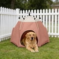 thumbnail image 2 of Hexagon Pet Tent for Cats & Small Dogs Waterproof Outdoor Camping Portable Folding Pet House, Tear-Resistant Travel Shelter, Lightweight Bed, Mesh Ventilation, 23.6"x18.8"x18.8", Blue Brown Gray, 2 of 7
