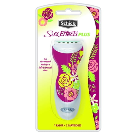 Schick Silk Effects Plus Women's Razor - 1 Razor Handle Plus 2 Refill Razor Blades