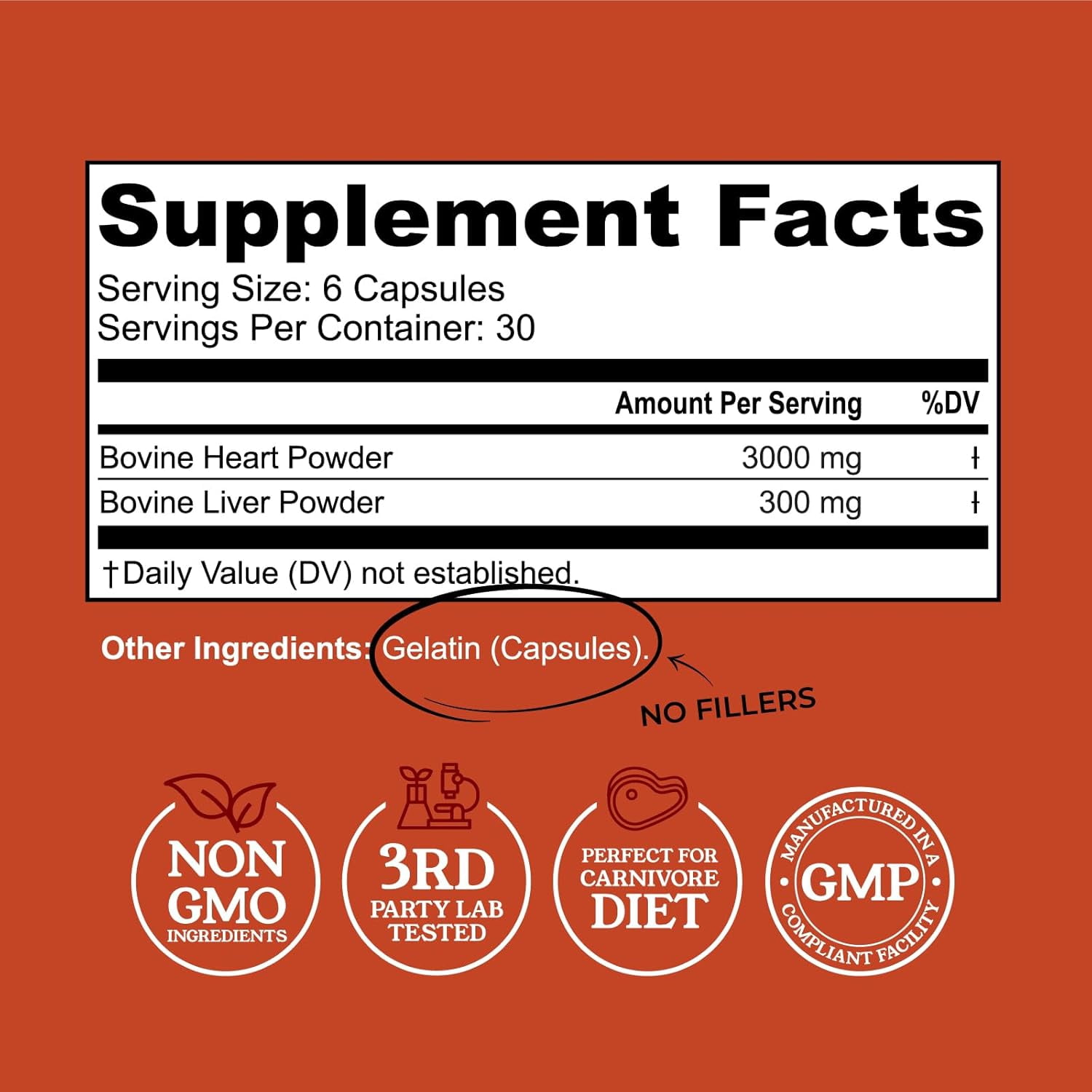 Left Coast Performance Grass Fed Beef Heart & Liver Supplements with Co10 & Iron, 180 Capsules