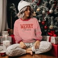 thumbnail image 4 of Birdeem Chandails en Molleton de Noël pour Femmes, Lettres Rayées à Sequins Col Rond Manches Longues Haut de Sport, 4 of 6