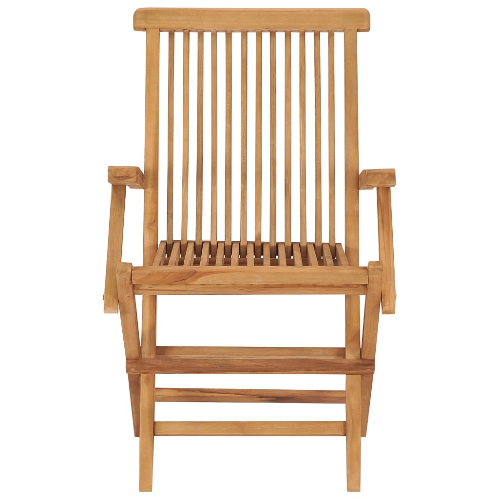 VidaXL Patio Teak Wood Outdoor Garden No Assembly required Folding Chairs, Natural teak Set of 2