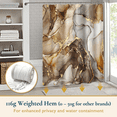 thumbnail image 6 of ComfiTime Shower Curtain with Hooks – Heavy-Duty Mold/Mildew-Resistant, Weighted-Hem Fabric Bathroom Curtain, Water-Repellent, Machine-Washable, Fade-Resistant, Marble, Brown Gold, 72 x 72, 6 of 10