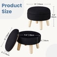 thumbnail image 2 of Gianna Round Ottoman with Storage, Boucle Footstool with Hidden Storage, Padded Seat, Teddy Velvet Footstool with Wood Legs for Living Room, Bedroom, Black, 2 of 6