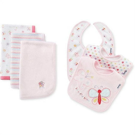 Gerber - 3-Pack Bibs and 3-Pack Burp Terry Cloths, Pink