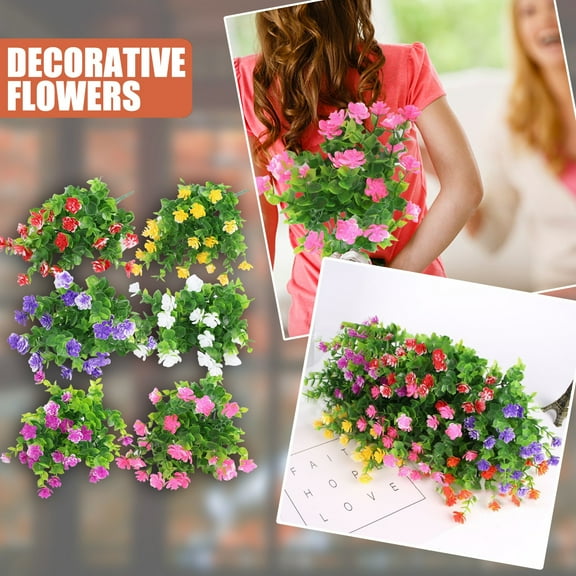 2Pc Artificial Flowers Clearance! 2 Bunches of Outdoor Artificial Flowers Fake Flowers Plastic Eucalyptus Rose Porch Window Frame Decoration Rose Red, Fake Flowers Promotion Sale!