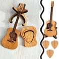 thumbnail image 2 of Estuche para púas de guitarra, caja de madera para púas de guitarra acústica, soporte para púas con 3 púas, estante para púas de guitarra para guitarristas y amantes de la guitarra., 2 of 4