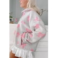 thumbnail image 3 of Women's Gray Bow Sherpa Quarter Zip Sweatshirt – Cozy Drop Shoulder Design for Daily Comfort | L, 3 of 5