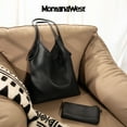 thumbnail image 4 of Montana West Slouchy Hobo Bags for Women Soft Designer Shoulder Purses Ladies Top Handle Handbag, Black, 4 of 8
