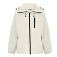 thumbnail image 3 of Htigea Clearance Women's Lightweight Softshell Jacket Hooded Windproof Coat Warm Jacket for Outdoor Running Hiking Beige,XL, 3 of 5
