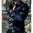 thumbnail image 1 of Camisa de hombre con estampado geométrico cuadrado de color 3D, camisa de manga larga con botones estampada para exteriores, diseño de moda informal, 1 of 6