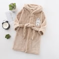 thumbnail image 2 of NOLDARES Girls Boys Fleece Hooded Robes Kids Warm Bath Robe for Girls Soft Fuzzy Bathrobe,Khaki,5-6 Y, 2 of 7