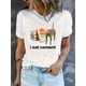 thumbnail image 1 of Cat & Books Print Short Sleeve Crew Neck T-shirt, Casual Sports Short Sleeve Crew Neck Summer Top, Women's Clothing, 1 of 6