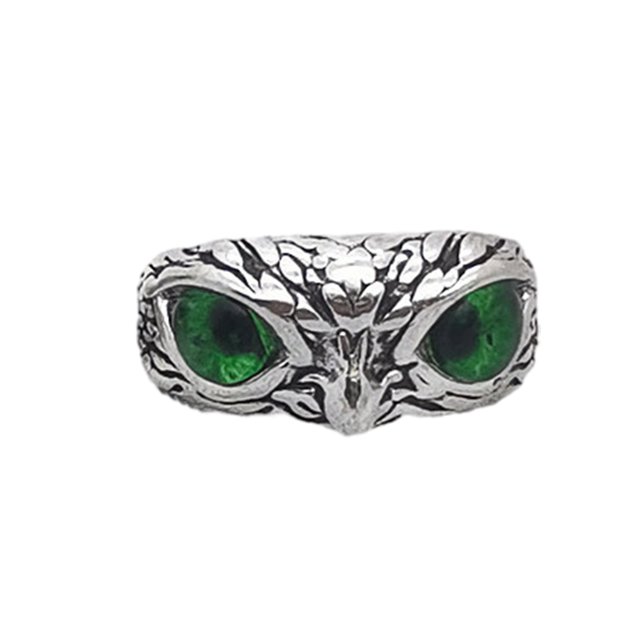 Decodeary Retro Eye Owl Ring Rust-proof And Not Easy To Deform Official Or Casual Green 1Set