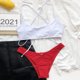 thumbnail image 5 of Traje de baño de bikini sin espalda para mujer Traje de baño de dos piezas con sujetador relleno Ropa de playa Fridja  nalpqowj21313, 5 of 6