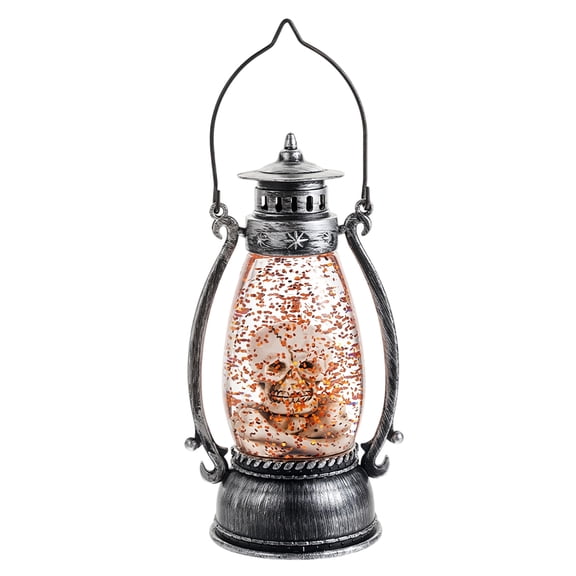 Yashow Halloween Nightlight Desktop Decoration 5.71 Inch, Vintage Spooky Lantern Snow Globe, Retro Swirling Glitter Centerpieces Decor for Home Shelf Tabletop