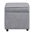 thumbnail image 5 of Inspired Home Modern Barkan Linen Cube Ottoman Sturdy Castered Legs, Entryway, Light Grey, 5 of 8