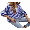 thumbnail image 4 of Cardigan Sweaters for Women Color Block Long Sleeve V Neck Sweater Fashion Kint Striped Open Front Button Outerwear, 4 of 7
