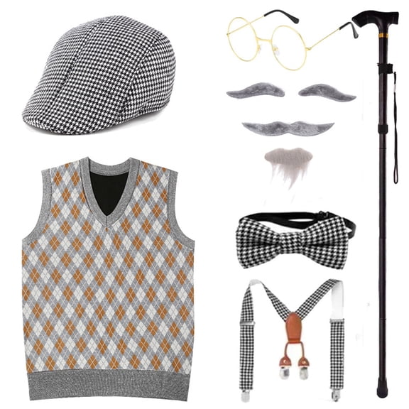 Gentleman Costume for Kids - 100 Days of School Costume for Boys - Grandpa Costume Set