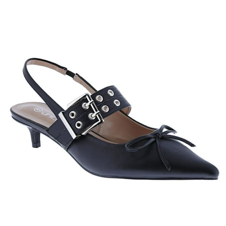 Order-106 Women s low kitten heel loop design slingback ankle strap high heel pointed toe comfortable formal party wedding dress shoes Fashion Classic Walking Shoes Heeled Footwear Classy Elegant