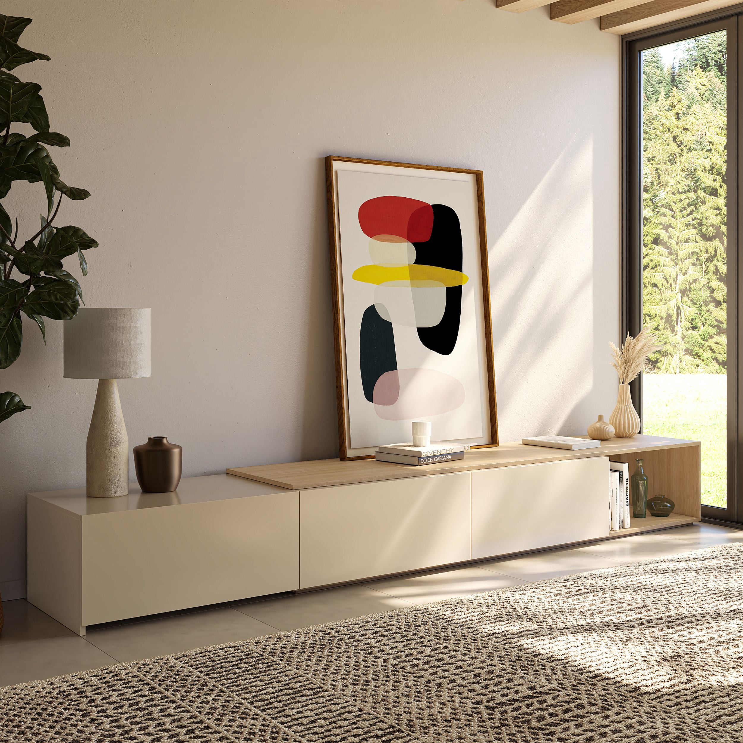 Arlo Extendable TV Console in Natural Blonde Oak