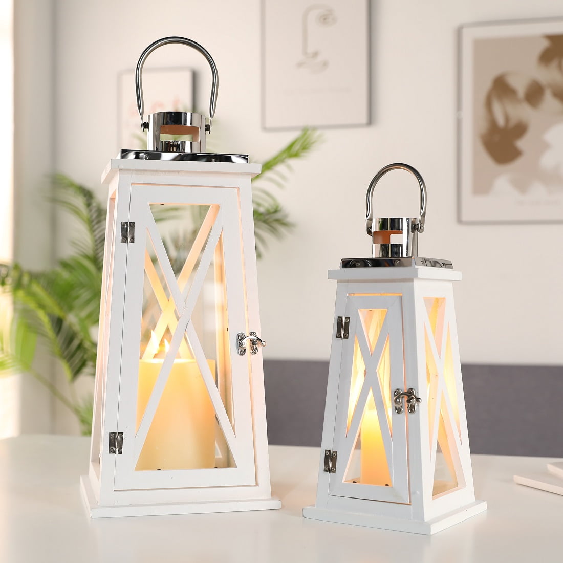 White wooden lantern discount