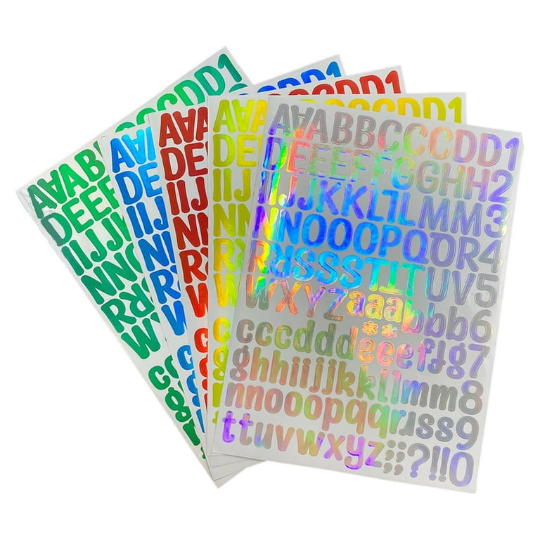 6 Sheets Small 0.12 Inch Alphabet Number Stickers Glitter Self